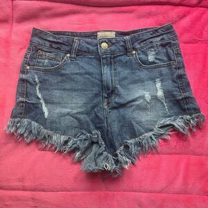 Celebrity Pink Denim Shorts sz 5/27 Blue Jeans Distressed Frayed
